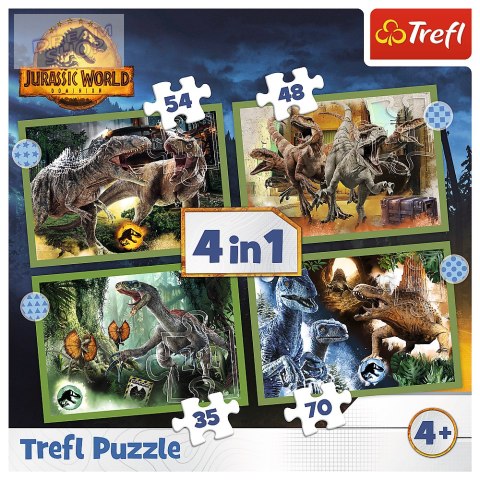 Puzzle - 4w1 - Groźne dinozaury - Universal Jurassic World Trefl 34607