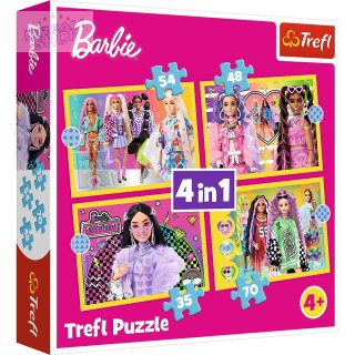 Puzzle - 4w1 - Wesoły świat Barbie / Mattel, Barbie 34626