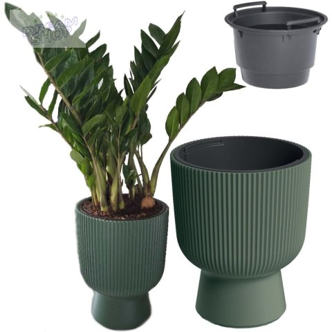 DONICZKA DO KWIATÓW MILLY NA NODZE ŚR 24CM ZIELONA PINA