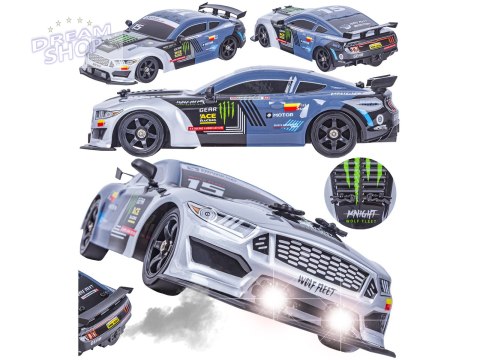 DUŻY Samochód Do Driftu Auto RC Drift 1:16 2,4 GHz PARA DYM Grafitowy Mustang 4WD LED DUŻY Samochód Do Driftu Auto RC Drift 1:16 2,4 GHz PARA DYM Grafitowy Mustang 4WD LED