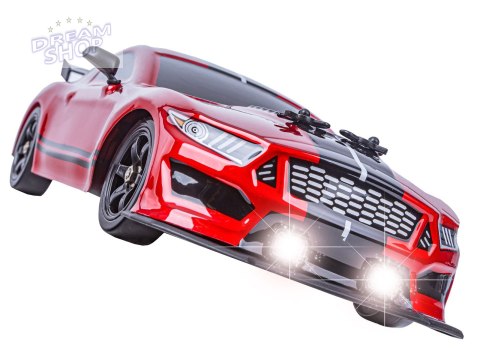 DUŻY Samochód Do Driftu Auto RC Drift 1:16 2,4 GHz PARA DYM Mustang 4WD Czerwony LED DUŻY Samochód Do Driftu Auto RC Drift 1:16 2,4 GHz PARA DYM Mustang 4WD Czerwony LED
