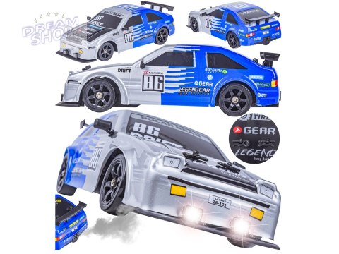 DUŻY Samochód Do Driftu Auto RC Drift 1:16 2,4 GHz PARA DYM Srebrna Toyota 4WD LED DUŻY Samochód Do Driftu Auto RC Drift 1:16 2,4 GHz PARA DYM Srebrna Toyota 4WD LED