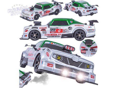 DUŻY Samochód Do Driftu Auto RC Drift 1:16 2,4 GHz PARA DYM Srebrny Dodge 4WD LED DUŻY Samochód Do Driftu Auto RC Drift 1:16 2,4 GHz PARA DYM Srebrny Dodge 4WD LED