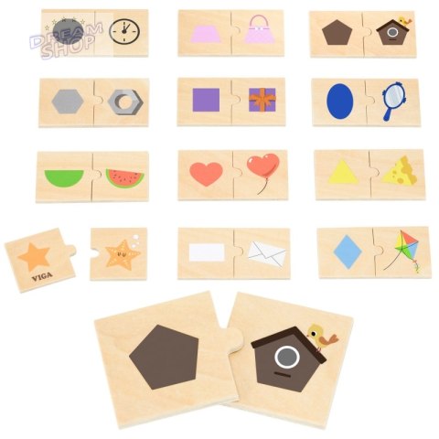 VIGA Zestaw Puzzle Łączenie Kształtów i Przedmiotów VIGA Zestaw Puzzle Łączenie Kształtów i Przedmiotów