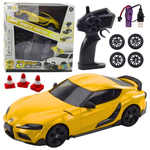 Auto Sportowe Do Driftu Wymienne Koła Zdalnie Sterowany RC 4WD Żółte Auto Sportowe Do Driftu Wymienne Koła Zdalnie Sterowany RC 4WD Żółte