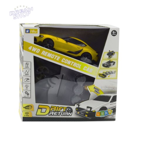 Auto Sportowe Do Driftu Wymienne Koła Zdalnie Sterowany RC 4WD Żółte Auto Sportowe Do Driftu Wymienne Koła Zdalnie Sterowany RC 4WD Żółte