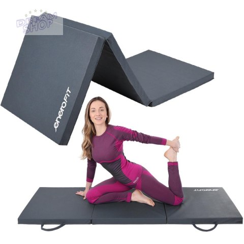 MATERAC GIMNASTYCZNY SKŁADANY 180x60x5CM SZARY ENERO FIT