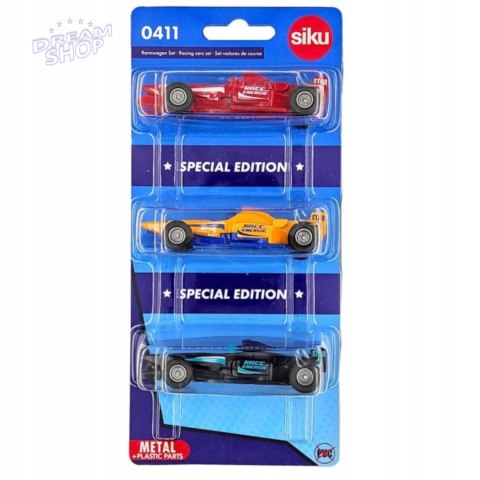 Siku Zestaw 3 samochodów wyścigowych formuła model metal S0411