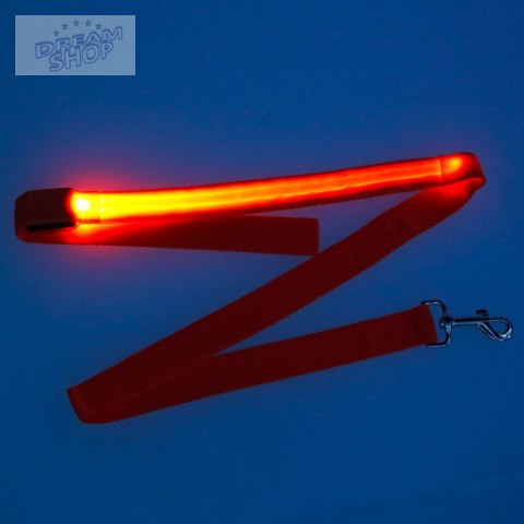 Smycz dla psa świecąca LED 2,5x120cm pomarańczowa Smycz dla psa świecąca LED 2,5x120cm pomarańczowa