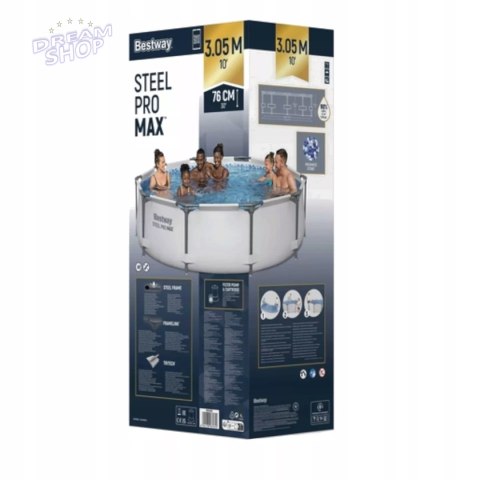 Basen stelażowy z pompą flirtującą ogrodowy okrągły 305x76cm Bestway 56408 Basen stelażowy z pompą flirtującą ogrodowy okrągły 305x76cm Bestway 56408