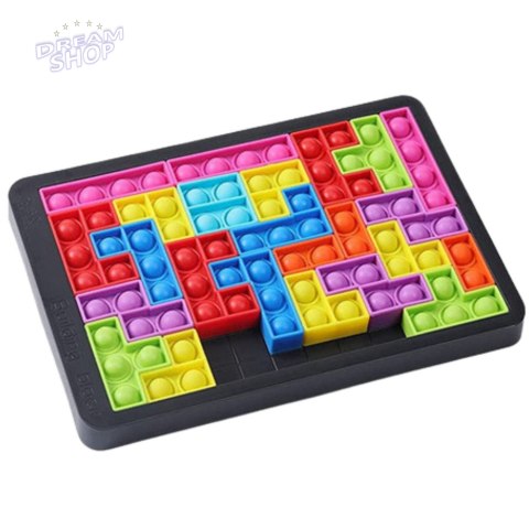 Gra Tetris Pop-It Układanka Puzzle 3w1 Sensoryczna Kolorowa 27el