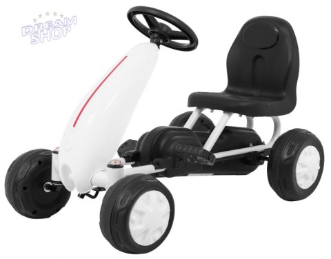 Pierwszy Gokart na pedały dla najmłodszych Biały + Napęd łańcuchowy + Koła z gumą Pierwszy Gokart na pedały dla najmłodszych Biały + Napęd łańcuchowy + Koła z gumą