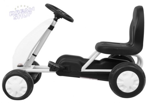 Pierwszy Gokart na pedały dla najmłodszych Biały + Napęd łańcuchowy + Koła z gumą Pierwszy Gokart na pedały dla najmłodszych Biały + Napęd łańcuchowy + Koła z gumą