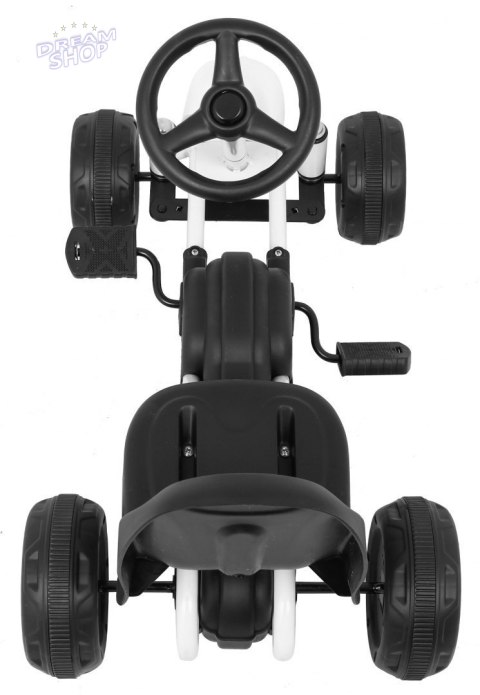 Pierwszy Gokart na pedały dla najmłodszych Biały + Napęd łańcuchowy + Koła z gumą Pierwszy Gokart na pedały dla najmłodszych Biały + Napęd łańcuchowy + Koła z gumą