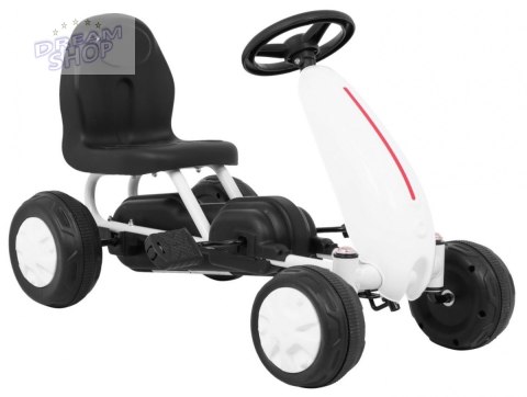 Pierwszy Gokart na pedały dla najmłodszych Biały + Napęd łańcuchowy + Koła z gumą Pierwszy Gokart na pedały dla najmłodszych Biały + Napęd łańcuchowy + Koła z gumą