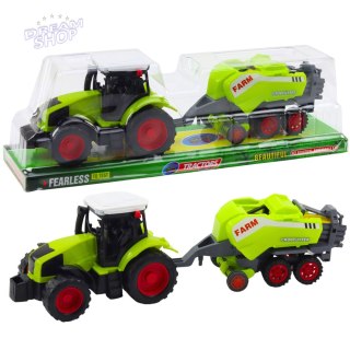 Zestaw Traktor Ciągnik Prasa Rolnicza Do Belowania Siana Zielony