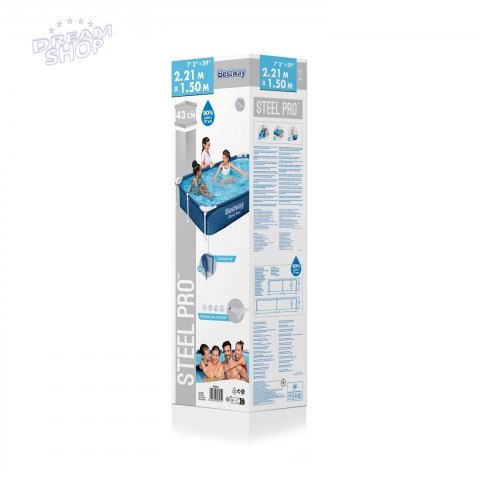 Basen Stelażowy SplashJr Steel Pro 221x150x43 BESTWAY + Zestaw naprawczy