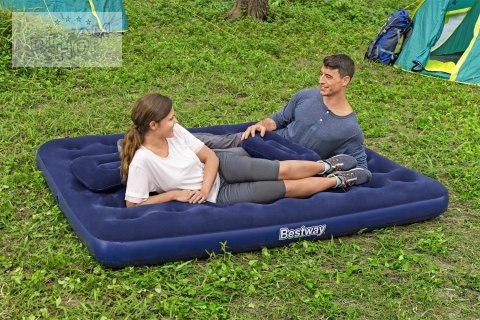 Dmuchany Materac do spania Queen 2-osobowy flokowany BESTWAY 203x152x22cm + Pompka + 2 Poduszki Dmuchany Materac do spania Queen 2-osobowy flokowany BESTWAY 203x152x22cm + Pompka + 2 Poduszki