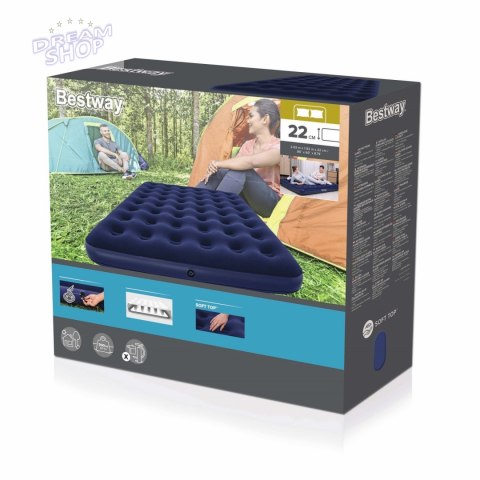Dmuchany Materac turystyczny do spania 2-osobowy flokowany BESTWAY 203x152x22cm + Zestaw naprawczy Dmuchany Materac turystyczny do spania 2-osobowy flokowany BESTWAY 203x152x22cm + Zestaw naprawczy