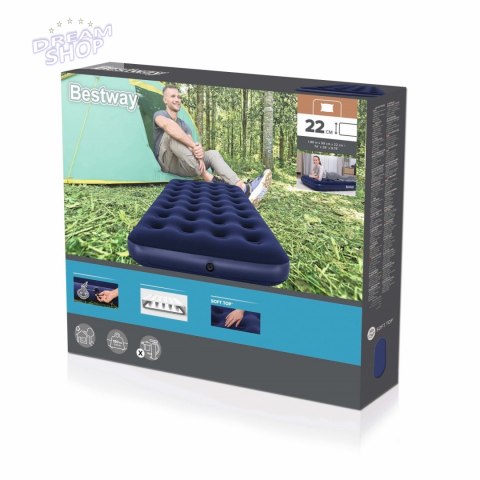 Dmuchany Materac turystyczny do spania Flokowany BESTWAY 188x99x22cm + Zestaw naprawczy Dmuchany Materac turystyczny do spania Flokowany BESTWAY 188x99x22cm + Zestaw naprawczy