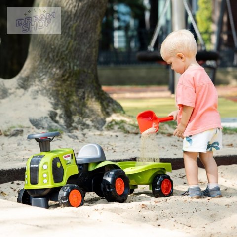 FALK Jeździk Claas 470 Arion Zielony z Przyczepką + Zestaw do piasku FALK Jeździk Claas 470 Arion Zielony z Przyczepką + Zestaw do piasku
