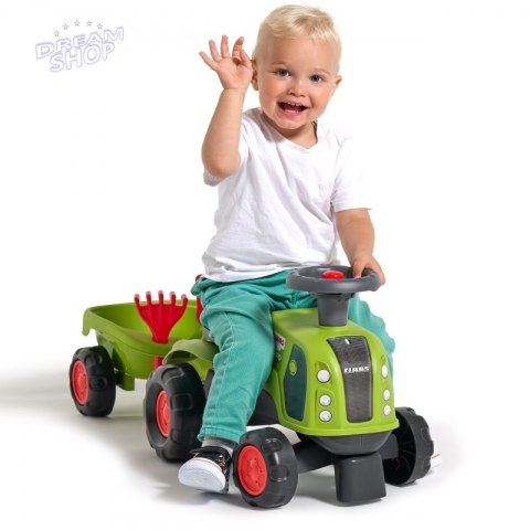 FALK Jeździk Claas 470 Arion Zielony z Przyczepką + Zestaw do piasku FALK Jeździk Claas 470 Arion Zielony z Przyczepką + Zestaw do piasku