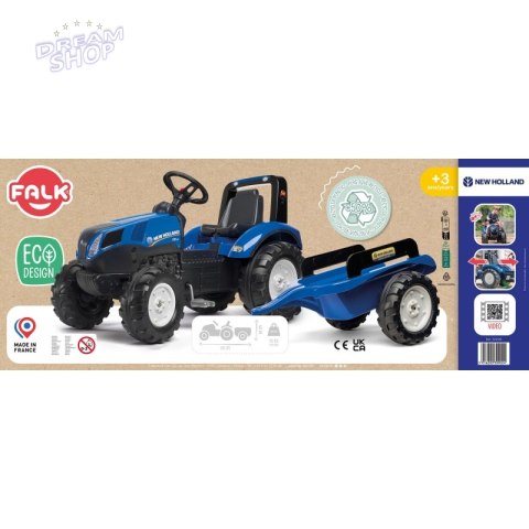 FALK Traktor na Pedały New Holland Duży z Przyczepką od 3 lat FALK Traktor na Pedały New Holland Duży z Przyczepką od 3 lat