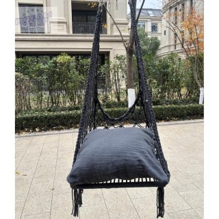 HAMAK AŻUROWY FOTEL WISZĄCY 60x60x120CM Z PODUSZKĄ CIEMNO SZARY