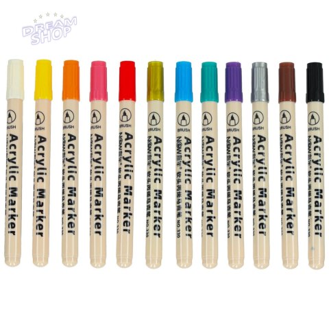 Markery akrylowe do tkanin kamieni pisaki flamastry mazaki wodoodporne DIY 12 szt. Markery akrylowe do tkanin kamieni pisaki flamastry mazaki wodoodporne DIY 12 szt.