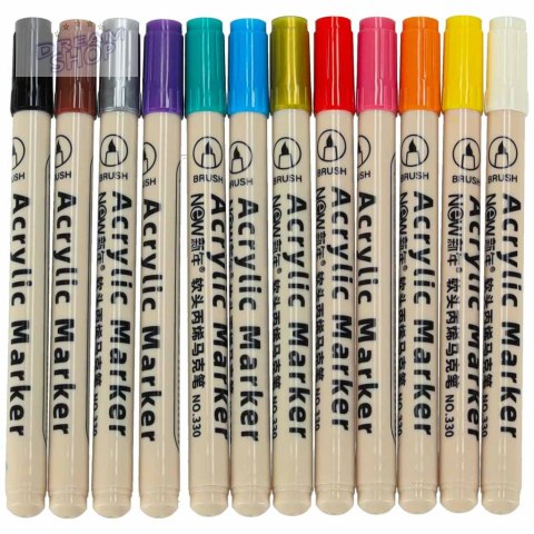 Markery akrylowe do tkanin kamieni pisaki flamastry mazaki wodoodporne DIY 12 szt. Markery akrylowe do tkanin kamieni pisaki flamastry mazaki wodoodporne DIY 12 szt.