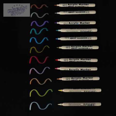 Markery akrylowe do tkanin kamieni pisaki flamastry mazaki wodoodporne DIY 12 szt. Markery akrylowe do tkanin kamieni pisaki flamastry mazaki wodoodporne DIY 12 szt.