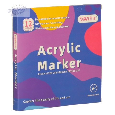 Markery akrylowe do tkanin kamieni pisaki flamastry mazaki wodoodporne DIY 12 szt. Markery akrylowe do tkanin kamieni pisaki flamastry mazaki wodoodporne DIY 12 szt.