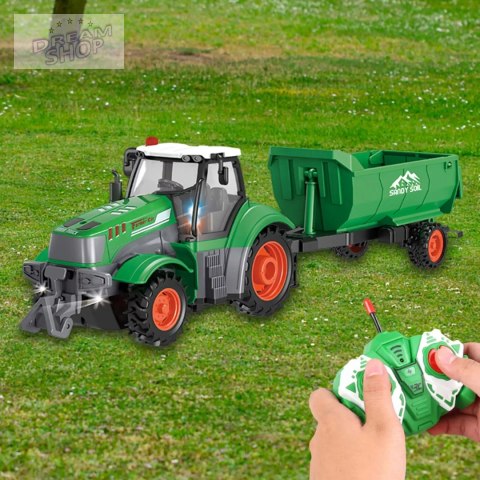 TRAKTOR Z PRZYCZEPĄ ZDALNIE STEROWANY AKUMULATOR ŁADOWARKA 9877-14