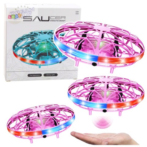 Dron UFO Sterowany Ręką RC Światła LED Różowy Dron UFO Sterowany Ręką RC Światła LED Różowy