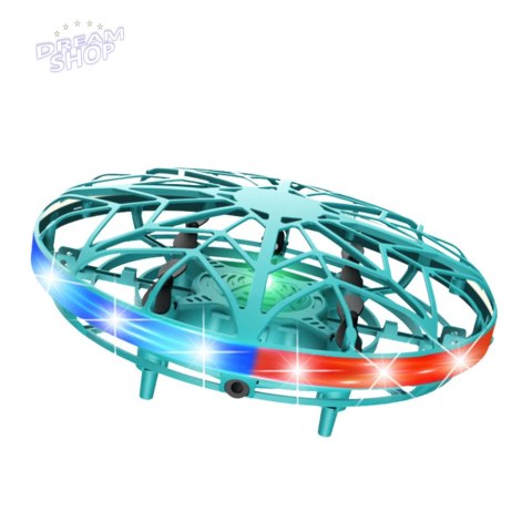 Dron UFO Sterowany Ręką RC Światła LED Turkusowy
