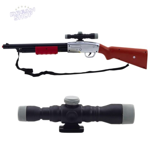 Karabin Strzelba Rekwizyt Pasek Na Ramię Luneta Brązowy Dźwięki 65cm Karabin Strzelba Rekwizyt Pasek Na Ramię Luneta Brązowy Dźwięki 65cm