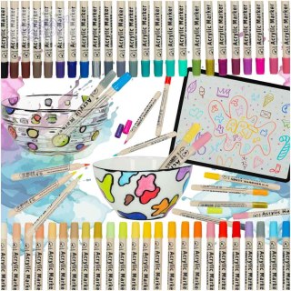 Markery akrylowe do tkanin kamieni pisaki flamastry mazaki wodoodporne DIY 48 szt.