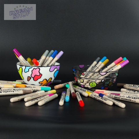 Markery akrylowe do tkanin kamieni pisaki flamastry mazaki wodoodporne DIY 48 szt. Markery akrylowe do tkanin kamieni pisaki flamastry mazaki wodoodporne DIY 48 szt.