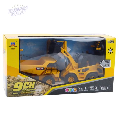 Zestaw Ładowarka Spychacz Wywrotka 1:24 Zdalnie Sterowane RC 2w1
