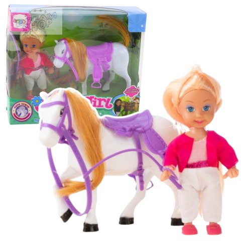 Zestaw Mini Laleczka Z Koniem Strój Jeździecki Siodło