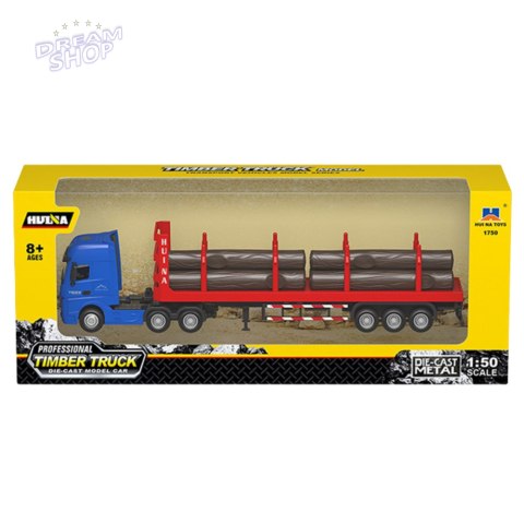 Ciężarówka Transport Drewna Metalowa Huina 1:50 Czerwona