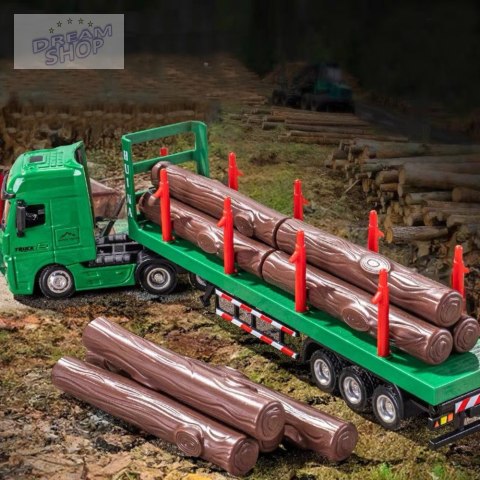 Ciężarówka Transport Drewna Metalowa Huina 1:50 Zielona