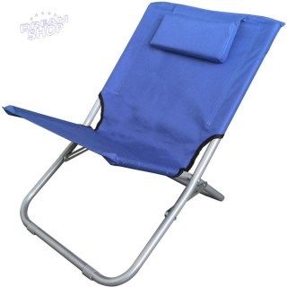 LEŻAK PLAŻOWY SKŁADANY Z ZAGŁÓWKIEM 47X61X37- 58CM GRANATOWY