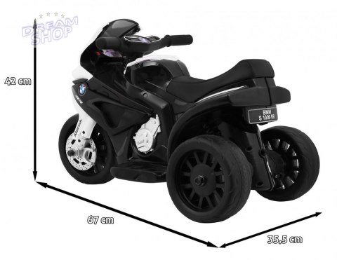 Motor BMW S1000 RR Mini na akumulator dla dzieci Czarny + 3 koła + Dźwięki + LED Motor BMW S1000 RR Mini na akumulator dla dzieci Czarny + 3 koła + Dźwięki + LED