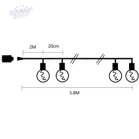 PARTY LIGHT GIRLANDA ZEWNĘTRZNA 20 ŻARÓWEK 100LED 5,8M 230V PARTY LIGHT GIRLANDA ZEWNĘTRZNA 20 ŻARÓWEK 100LED 5,8M 230V