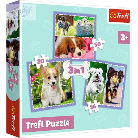 Puzzle - 3w1 - Urocze pieski - Trefl 34854