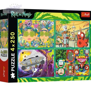 Puzzle - 4x250 - Zakręcony świat Ricka i Morty'ego - Warner Rick and Morty Trefl 13338