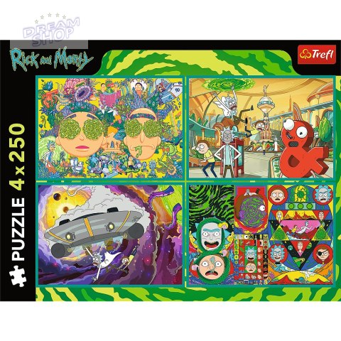 Puzzle - 4x250 - Zakręcony świat Ricka i Morty'ego - Warner Rick and Morty Trefl 13338