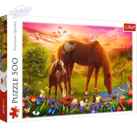 Puzzle - 500 - Konie na łące Trefl 37451