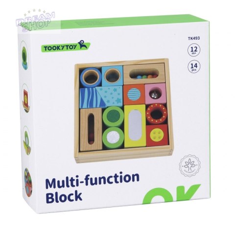 TOOKY TOY Drewniane Pudełko Klocki Sensoryczne Układanka Multifunkcyjna Kształty Dźwięk Dotyk 12 el. TOOKY TOY Drewniane Pudełko Klocki Sensoryczne Układanka Multifunkcyjna Kształty Dźwięk Dotyk 12 el.